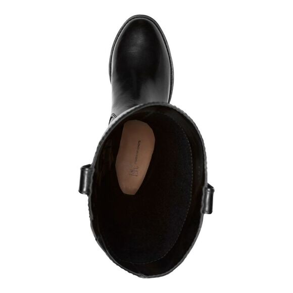 NWT INC Womens Black Fawne Round Toe Stacked Heel Zip-Up Riding Boot 7 M WC - Picture 3 of 5